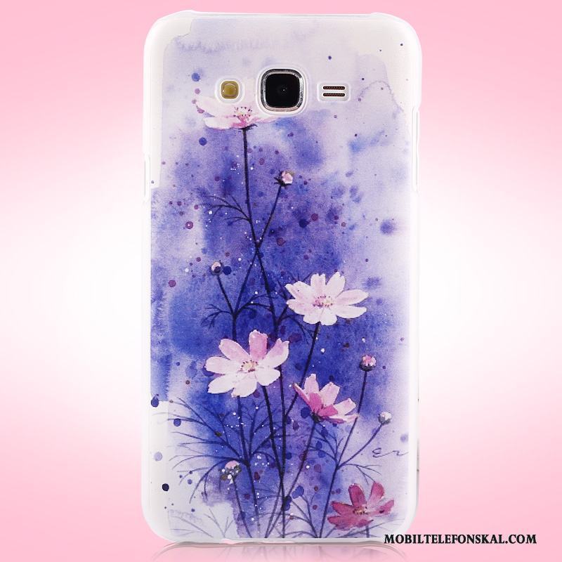 Samsung Galaxy J7 2015 Färg Skal Nubuck Blommor Skydd Målade Fodral