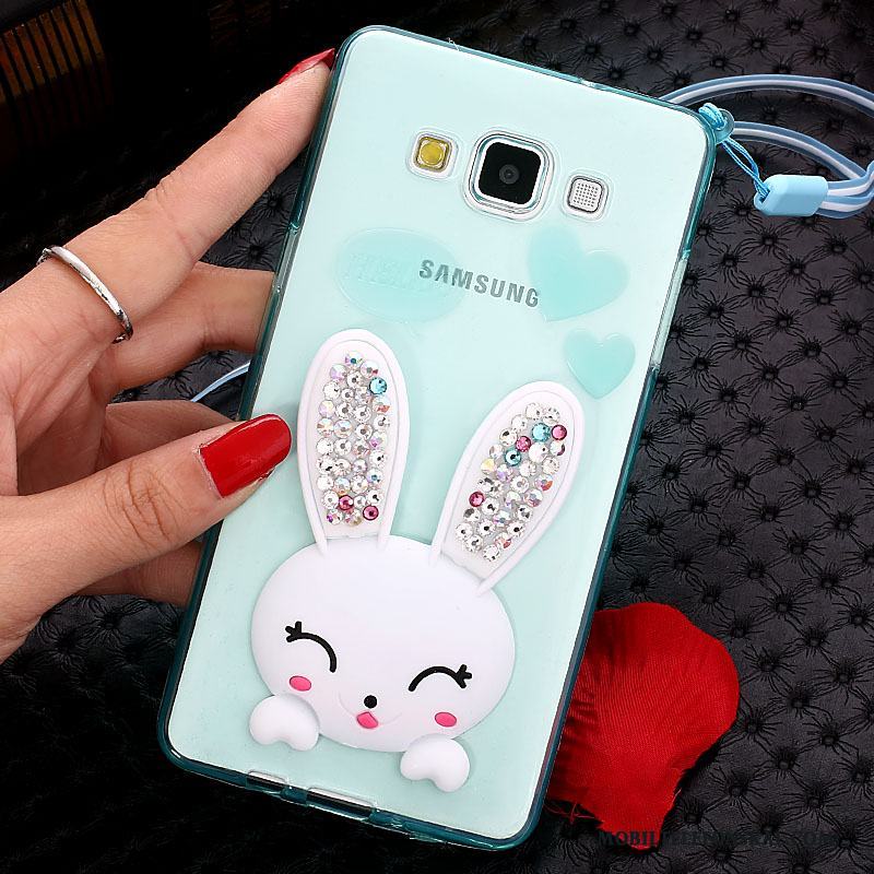 Samsung Galaxy J7 2015 Kanin Silikon Stjärna Fodral Skal Skydd Grön