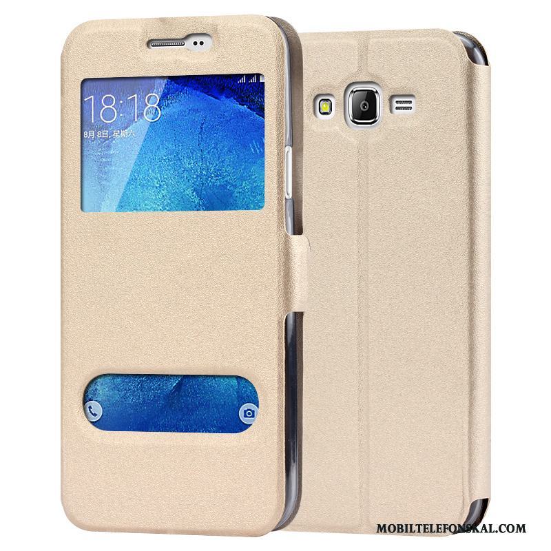 Samsung Galaxy J7 2015 Skal Fodral Skydd Stjärna Blå Läderfodral Mobil Telefon All Inclusive