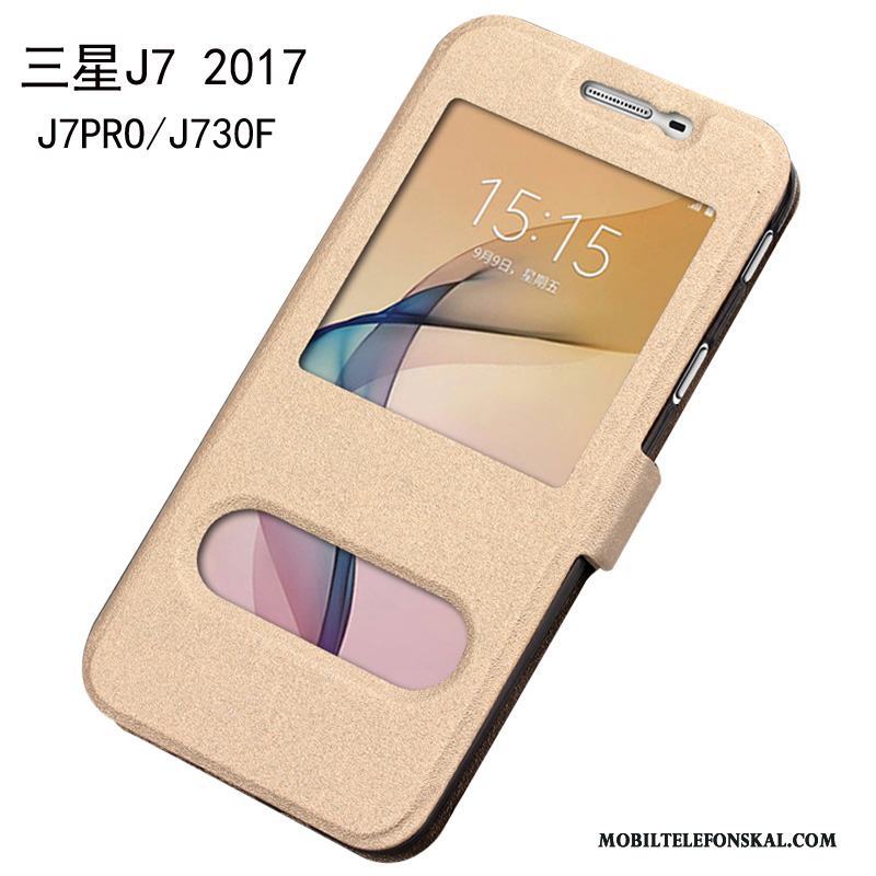 Samsung Galaxy J7 2017 Skal Blå Fodral All Inclusive Läderfodral Skydd Stjärna Mobil Telefon