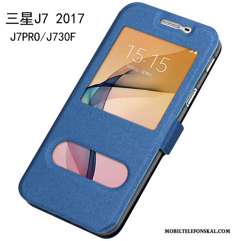 Samsung Galaxy J7 2017 Skal Blå Fodral All Inclusive Läderfodral Skydd Stjärna Mobil Telefon