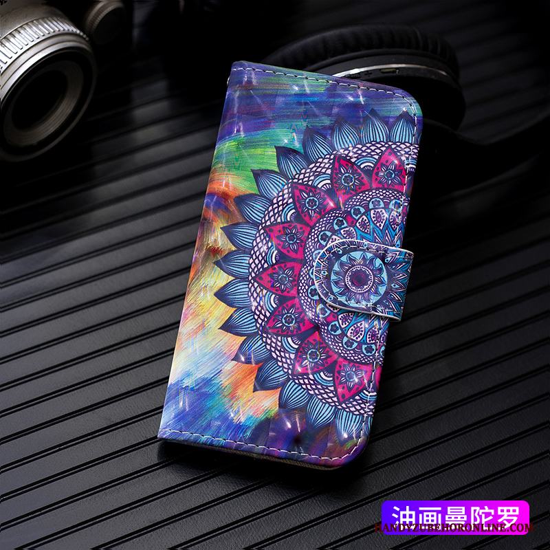 Samsung Galaxy M20 Fallskydd Tecknat Kreativa Målade Skal Telefon Läderfodral Clamshell