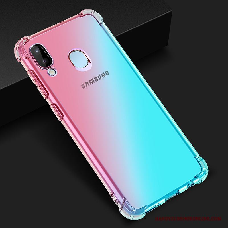 Samsung Galaxy M20 Skal Telefon Fodral Blå Gradient Färg Purpur Stjärna