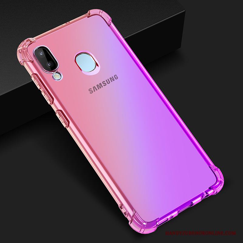Samsung Galaxy M20 Skal Telefon Fodral Blå Gradient Färg Purpur Stjärna