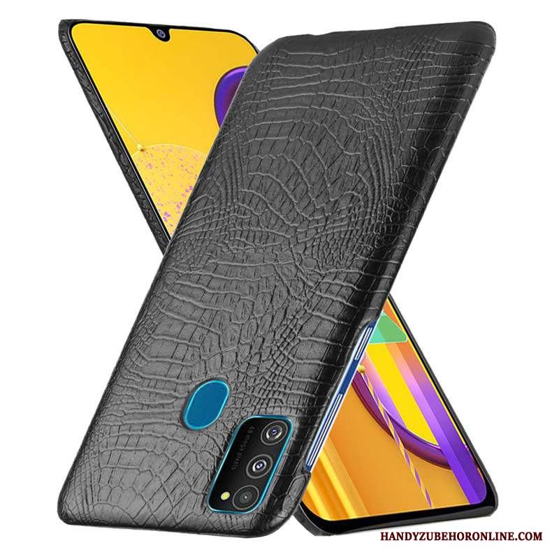 Samsung Galaxy M30s Fodral Mönster Nubuck Vit Stjärna Skal Telefon Känna