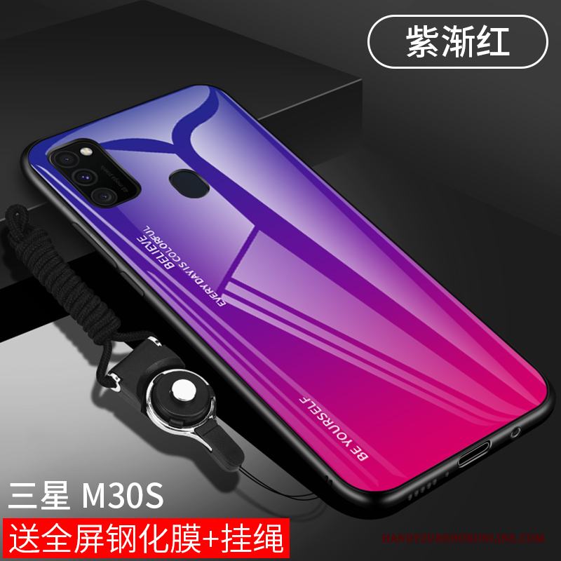 Samsung Galaxy M30s Skal Mjuk Trend Varumärke Silikon Net Red Spegel Fallskydd Röd