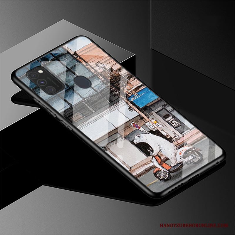 Samsung Galaxy M30s Skal Telefon Tecknat Enkel Vacker Stjärna Glas Fodral