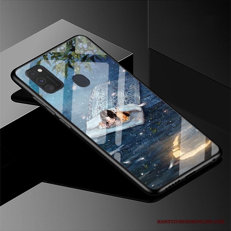 Samsung Galaxy M30s Skal Telefon Tecknat Enkel Vacker Stjärna Glas Fodral