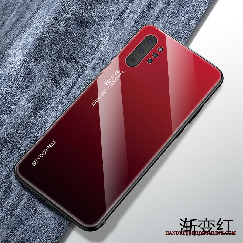 Samsung Galaxy Note 10+ All Inclusive Trend Varumärke Gradient Skal Glas Net Red Stjärna