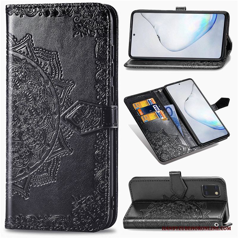 Samsung Galaxy Note 10 Lite Fodral Solid Färg Embossing Täcka Skal Telefon Grön Stjärna