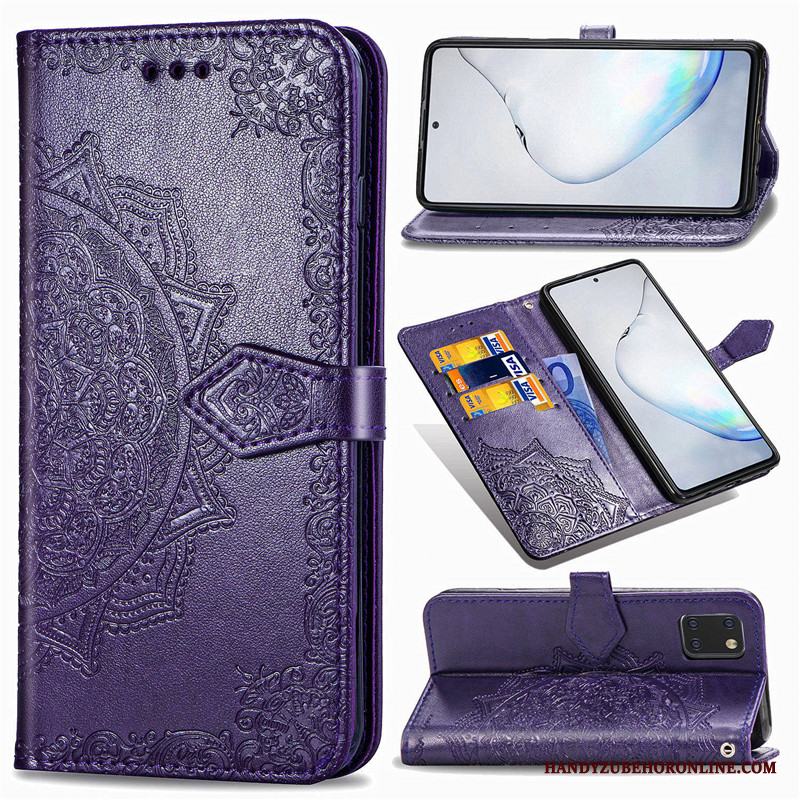 Samsung Galaxy Note 10 Lite Fodral Solid Färg Embossing Täcka Skal Telefon Grön Stjärna