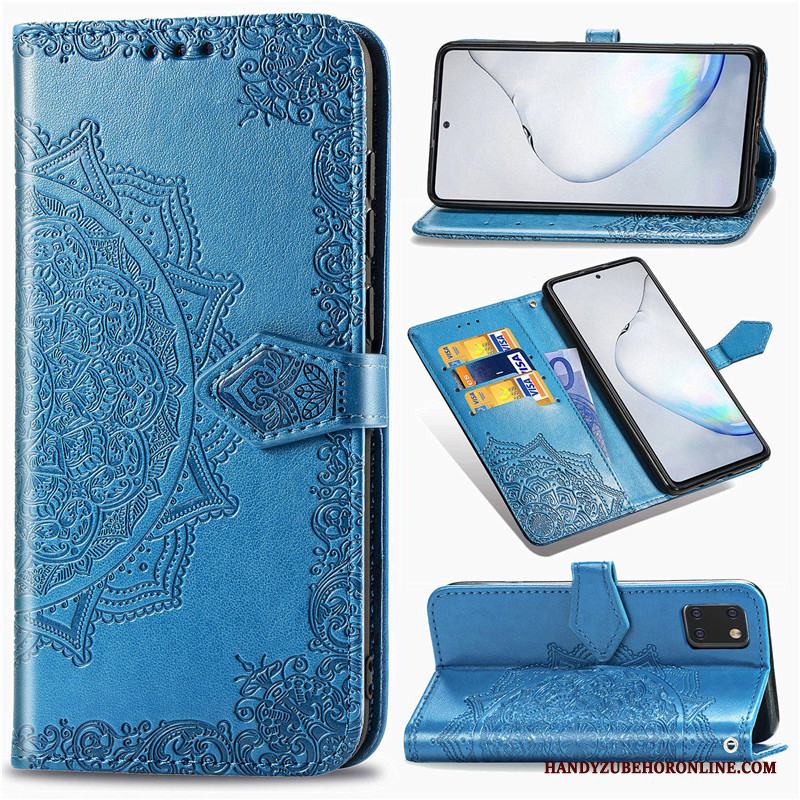 Samsung Galaxy Note 10 Lite Fodral Solid Färg Embossing Täcka Skal Telefon Grön Stjärna