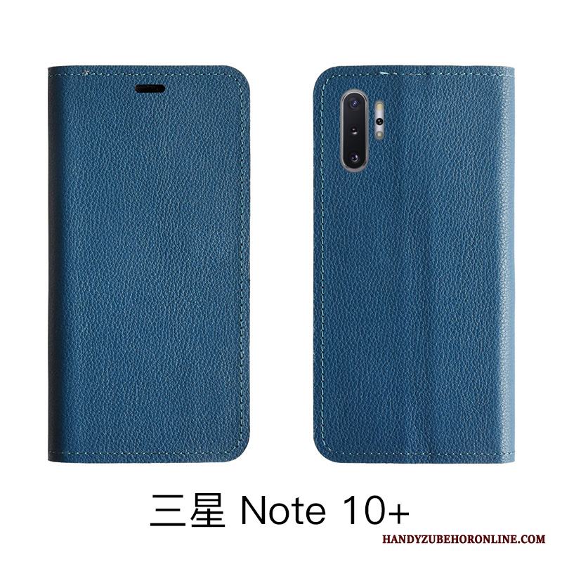 Samsung Galaxy Note 10 Lite Skal Telefon Läderfodral Litchi Äkta Läder Stjärna Skydd Röd