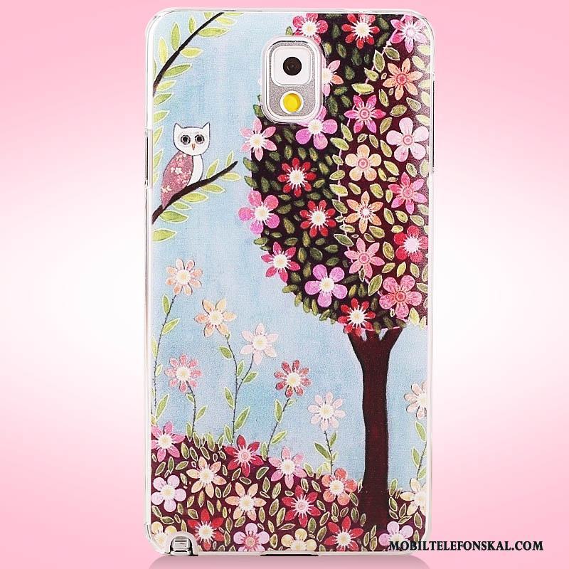 Samsung Galaxy Note 3 Målade Blommor Nubuck Fodral Skal Mobil Telefon Skydd