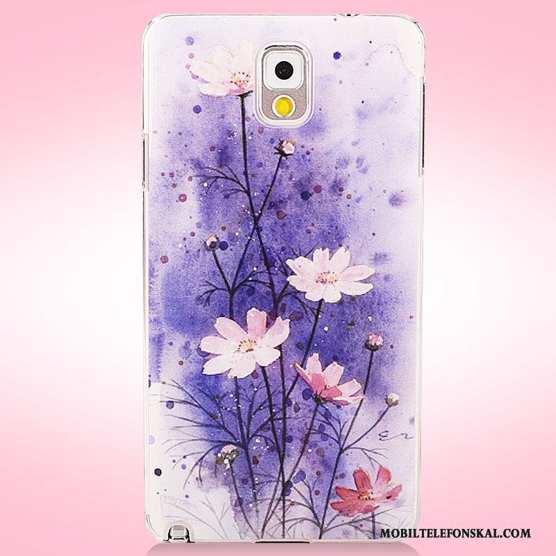 Samsung Galaxy Note 3 Målade Blommor Nubuck Fodral Skal Mobil Telefon Skydd