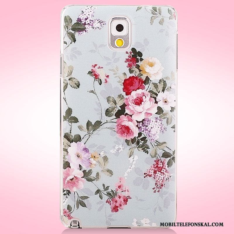 Samsung Galaxy Note 3 Målade Blommor Nubuck Fodral Skal Mobil Telefon Skydd