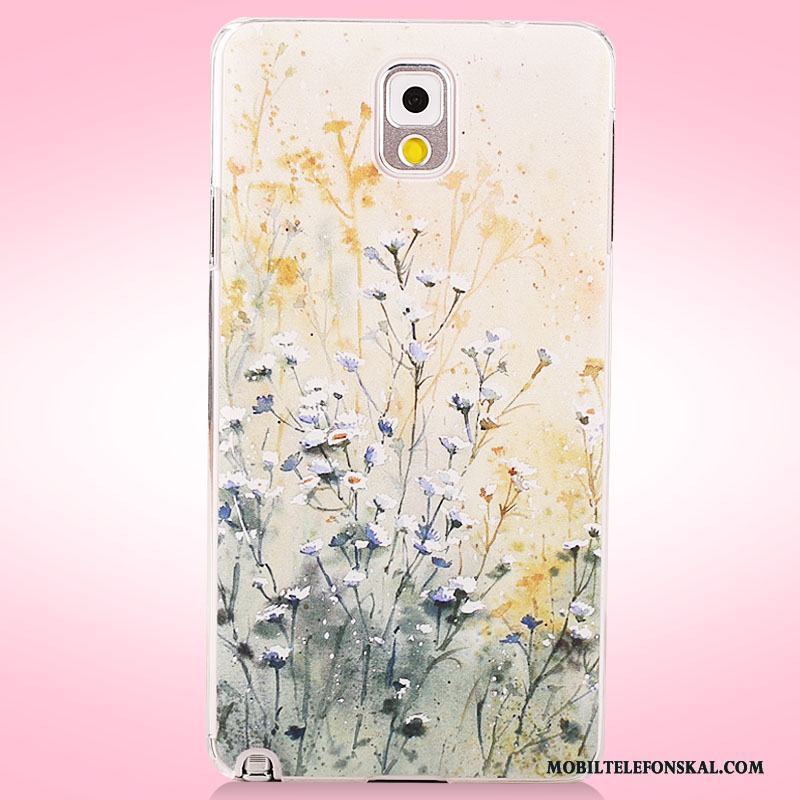 Samsung Galaxy Note 3 Målade Blommor Nubuck Fodral Skal Mobil Telefon Skydd