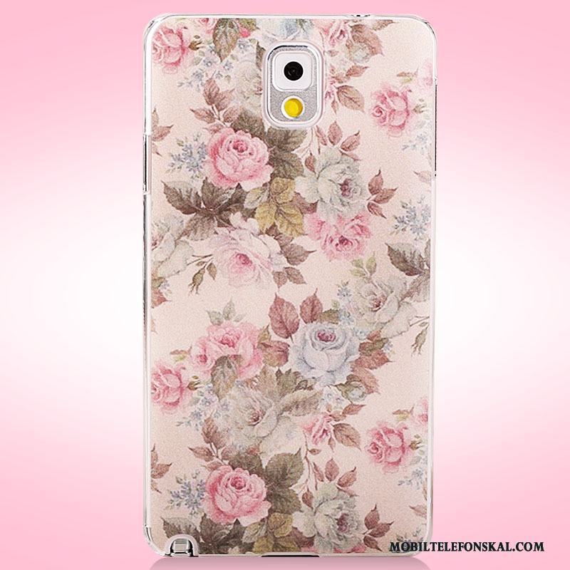 Samsung Galaxy Note 3 Målade Blommor Nubuck Fodral Skal Mobil Telefon Skydd