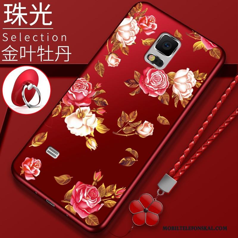 Samsung Galaxy Note 4 Silikon Fallskydd Röd Mjuk Skal Telefon All Inclusive Blommor