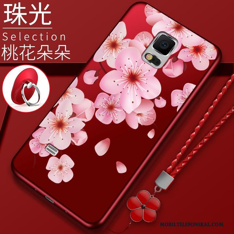 Samsung Galaxy Note 4 Silikon Fallskydd Röd Mjuk Skal Telefon All Inclusive Blommor