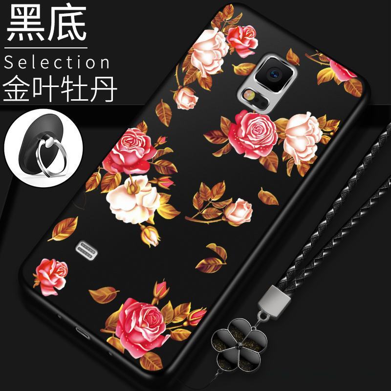 Samsung Galaxy Note 4 Silikon Fallskydd Röd Mjuk Skal Telefon All Inclusive Blommor