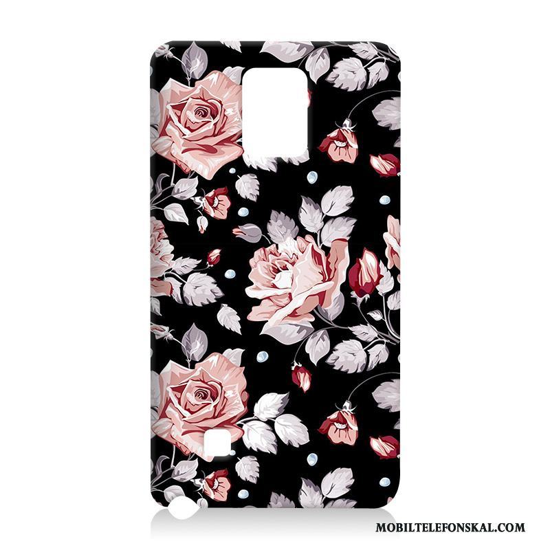 Samsung Galaxy Note 4 Svart Mjuk Skal Silikon Fodral Blommor Fallskydd