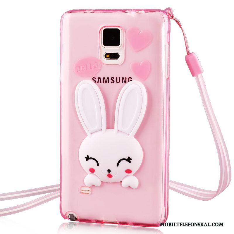 Samsung Galaxy Note 4 Tecknat Hängsmycken Skal Transparent Rosa Silikon Stjärna