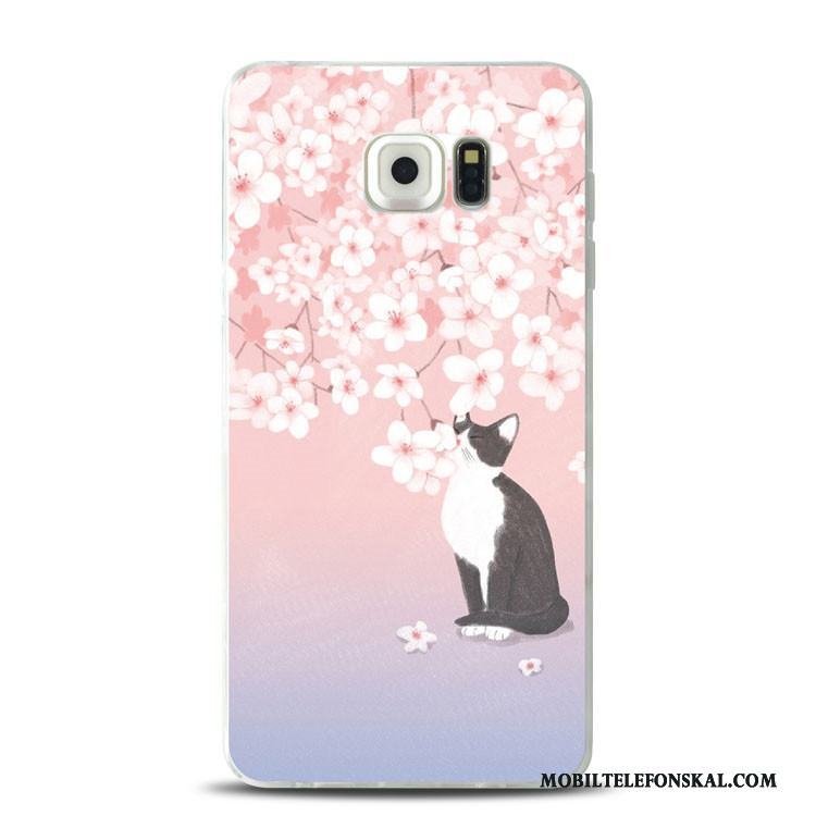 Samsung Galaxy Note 5 Skal Silikon Support Stjärna Grön Lättnad Katt Blommor