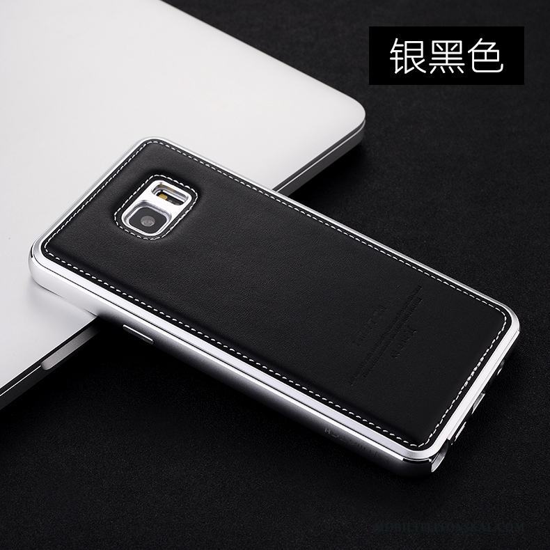 Samsung Galaxy Note 5 Skal Telefon Silver Metall Mobil Telefon Stjärna Läderfodral Fallskydd