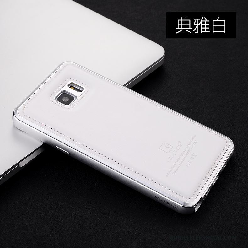 Samsung Galaxy Note 5 Skal Telefon Silver Metall Mobil Telefon Stjärna Läderfodral Fallskydd
