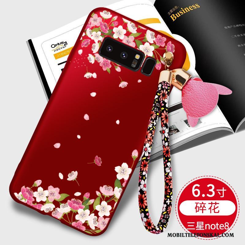 Samsung Galaxy Note 8 All Inclusive Fallskydd Hängsmycken Silikon Skal Telefon Mjuk Röd