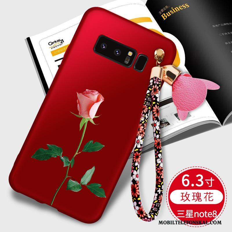 Samsung Galaxy Note 8 All Inclusive Fallskydd Hängsmycken Silikon Skal Telefon Mjuk Röd