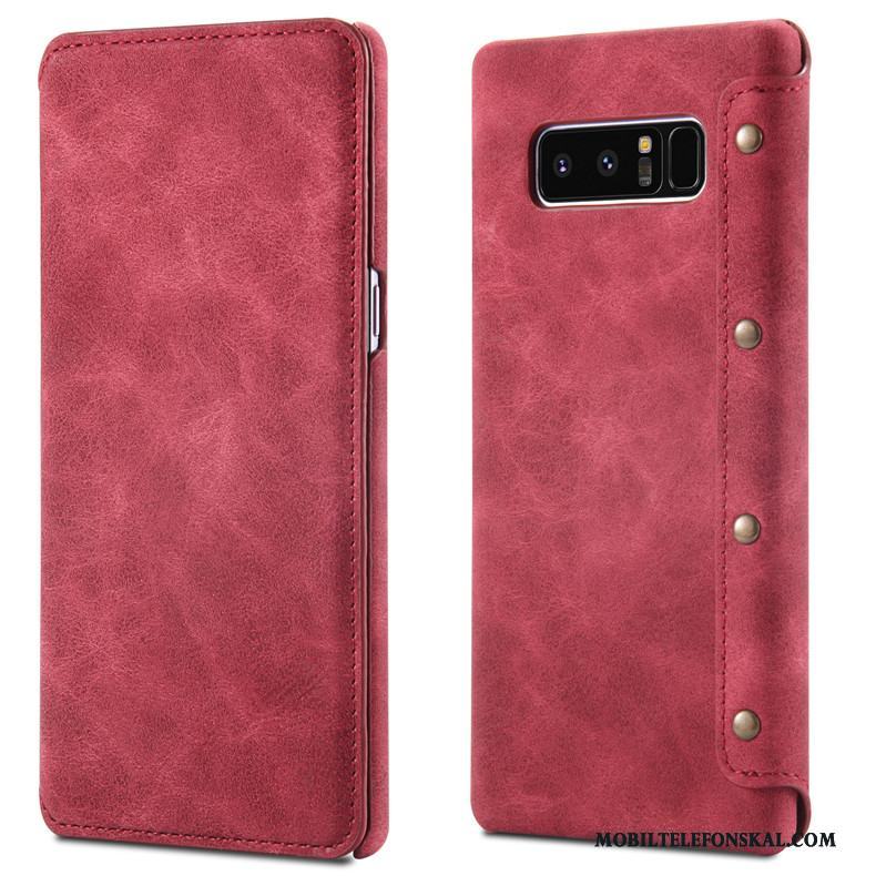 Samsung Galaxy Note 8 Enkel Fallskydd Nubuck Röd Skal Telefon Trend Hård