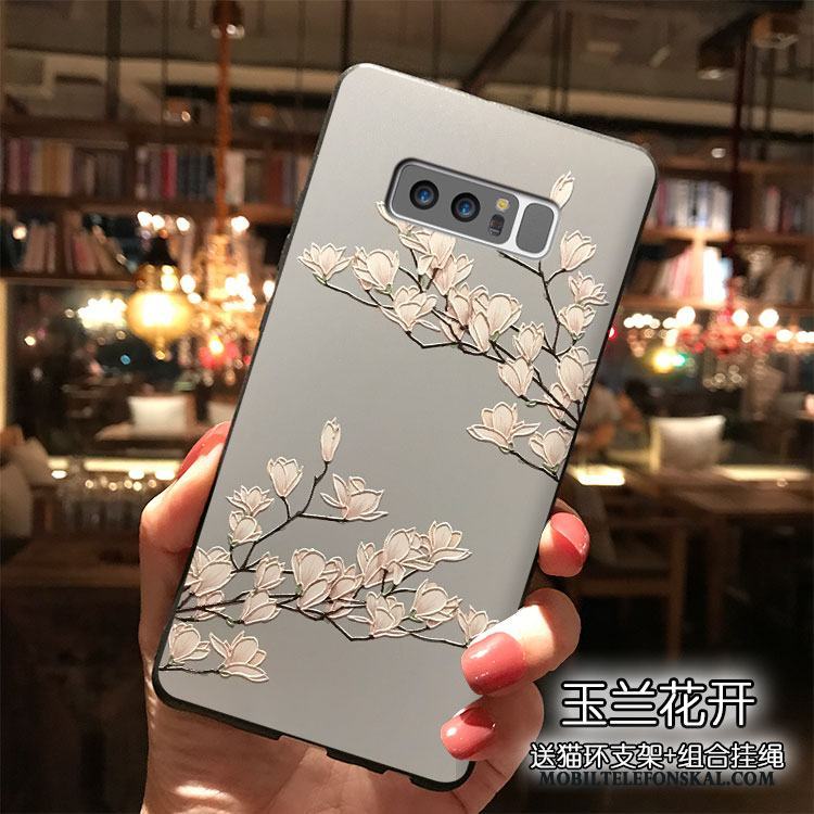 Samsung Galaxy Note 8 Hängsmycken Silikon Fodral Skal Telefon Trend Stjärna Blommor