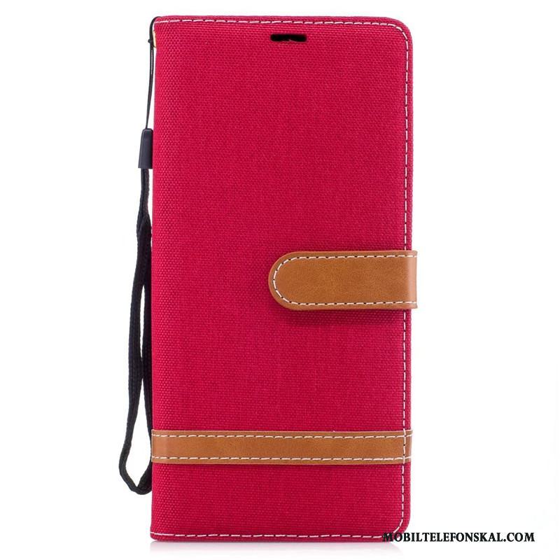 Samsung Galaxy Note 8 Skal Clamshell All Inclusive Trend Stjärna Röd Fodral Denim