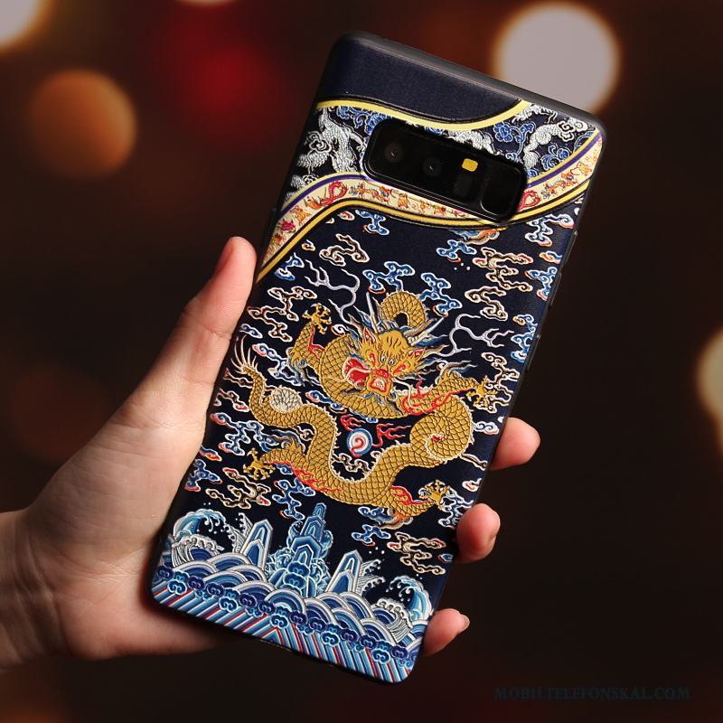 Samsung Galaxy Note 8 Skal Telefon Fodral Kinesisk Drake Röd Fallskydd Målade Stjärna