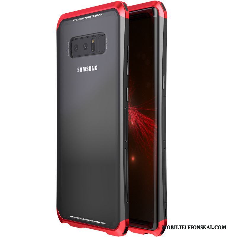 Samsung Galaxy Note 8 Skal Telefon Härdat Glas Transparent Hård Fodral Metall Frame