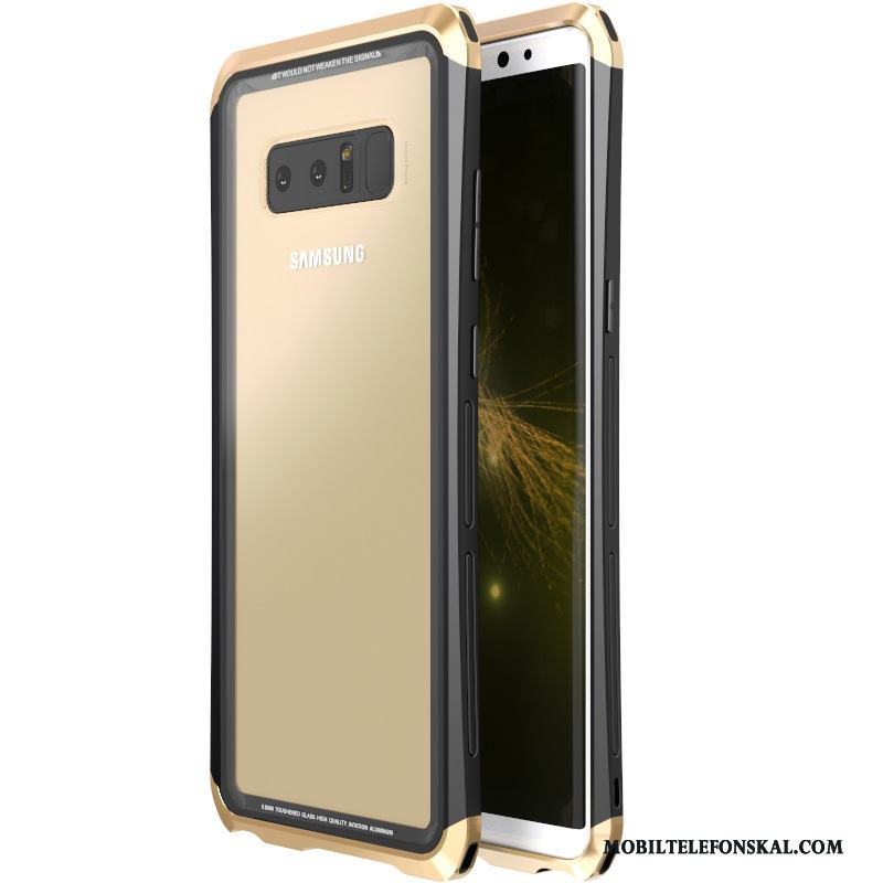 Samsung Galaxy Note 8 Skal Telefon Härdat Glas Transparent Hård Fodral Metall Frame
