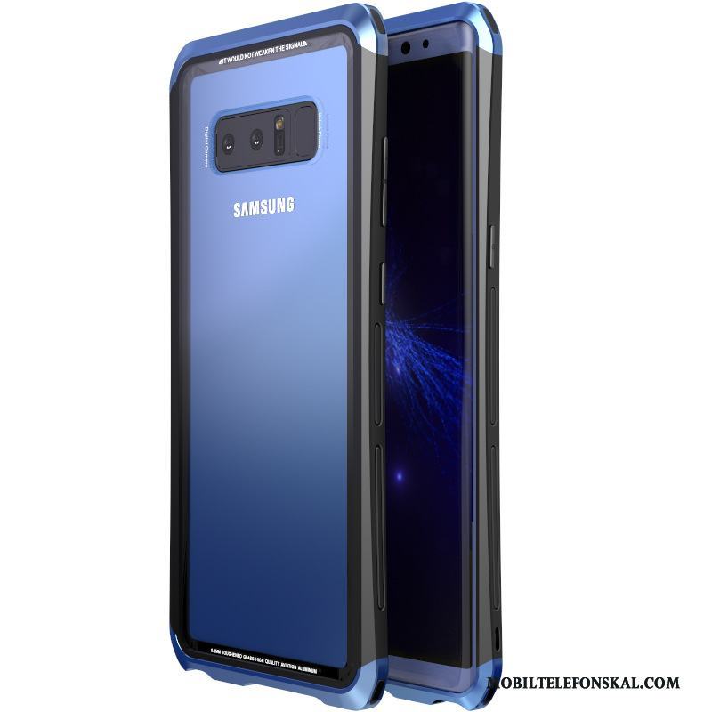 Samsung Galaxy Note 8 Skal Telefon Härdat Glas Transparent Hård Fodral Metall Frame