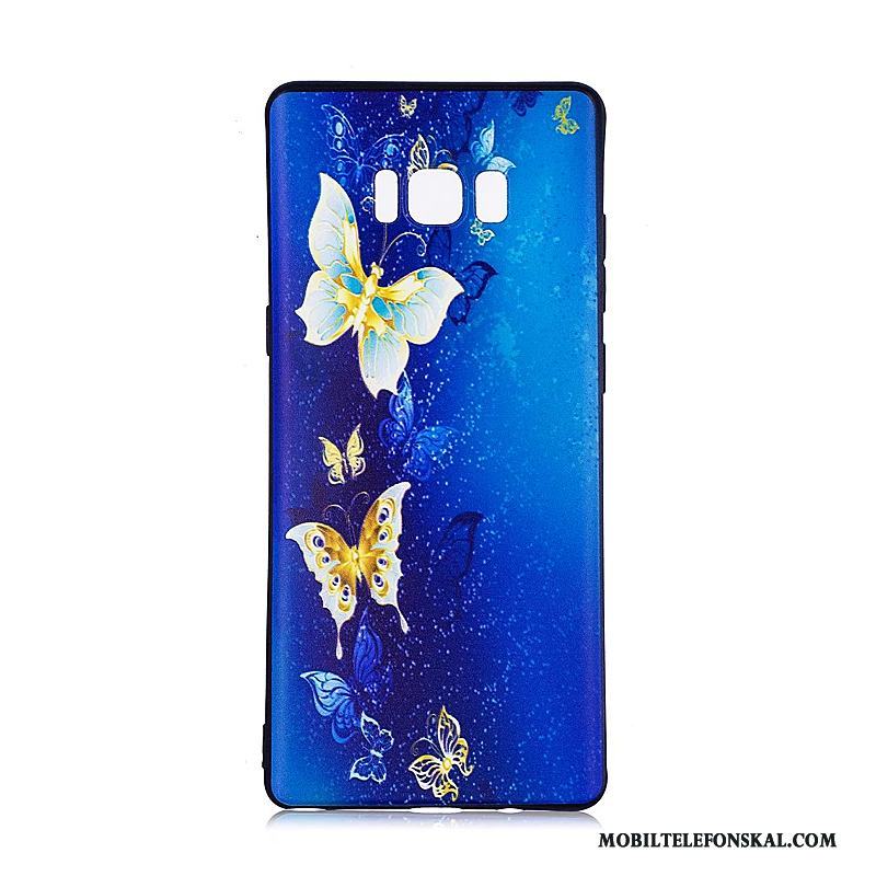 Samsung Galaxy Note 8 Trend Målade Svart Skal Telefon Stjärna Tecknat Blommor