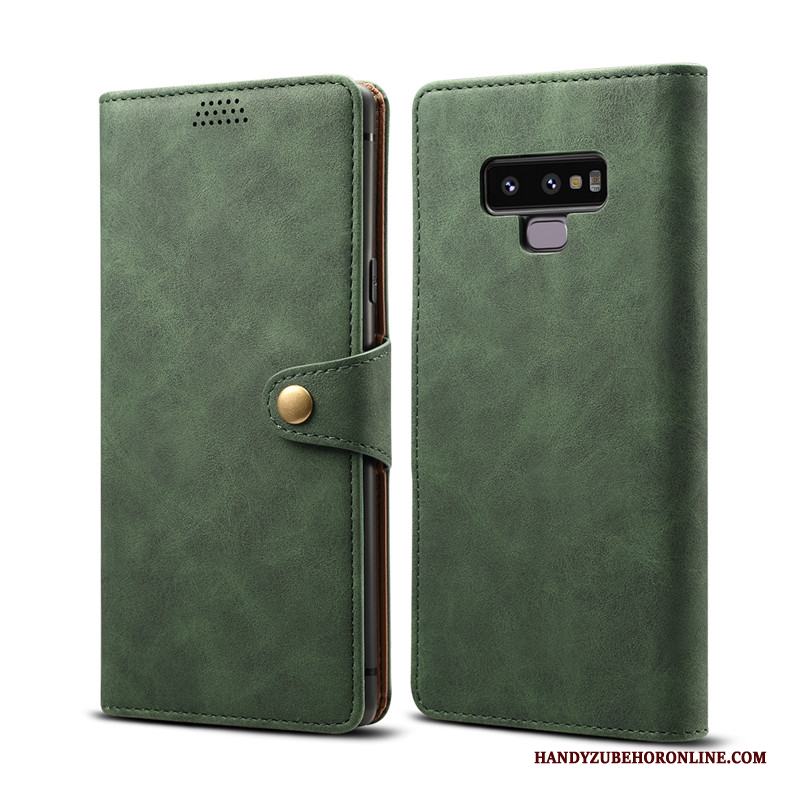 Samsung Galaxy Note 9 Fodral Läderfodral Mjuk Skal Telefon Clamshell Fallskydd Grön