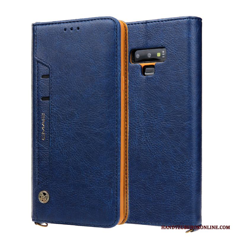 Samsung Galaxy Note 9 Äkta Läder Mjuk Business Täcka Skal Telefon Stjärna Brun