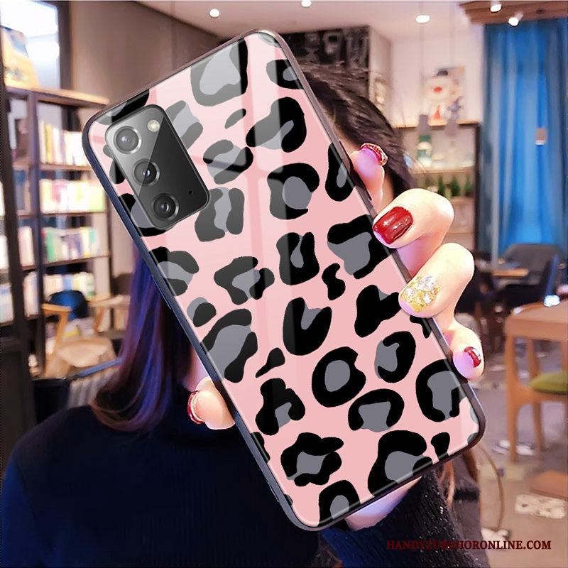 Samsung Galaxy Note20 Stjärna Glas Rosa Leopard Skal Telefon