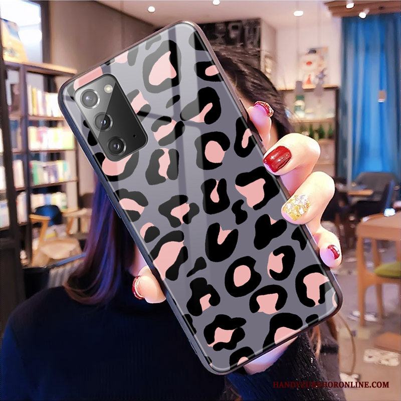 Samsung Galaxy Note20 Stjärna Glas Rosa Leopard Skal Telefon