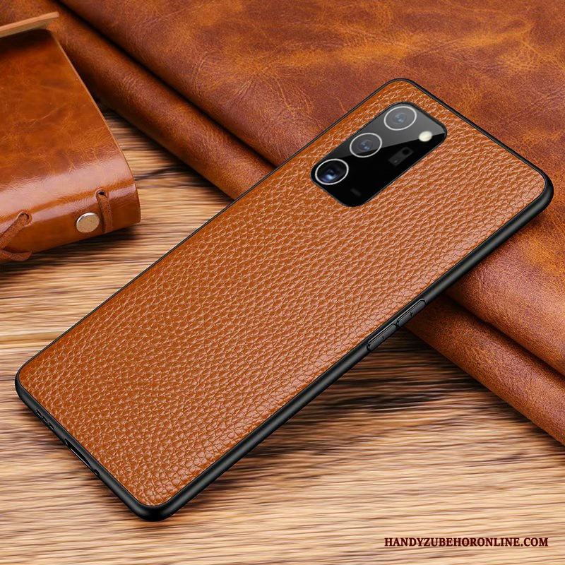 Samsung Galaxy Note20 Ultra Läderfodral Skal Telefon Bakre Omslag Äkta Läder All Inclusive Gul Stjärna