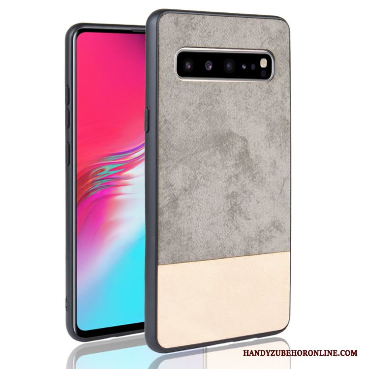 Samsung Galaxy S10 5g Läder Skal Telefon Svart Denim Fodral Blandade Färger Skydd