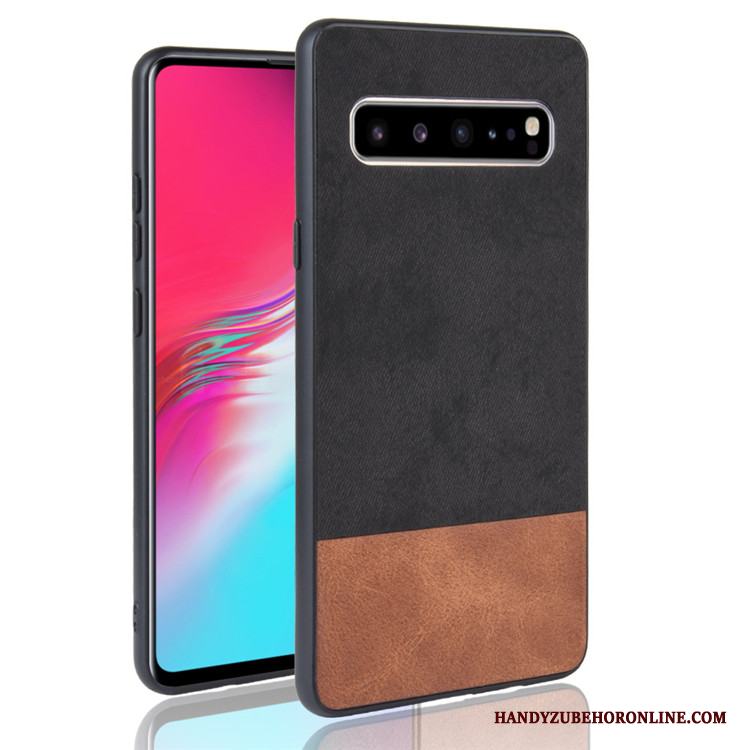 Samsung Galaxy S10 5g Läder Skal Telefon Svart Denim Fodral Blandade Färger Skydd