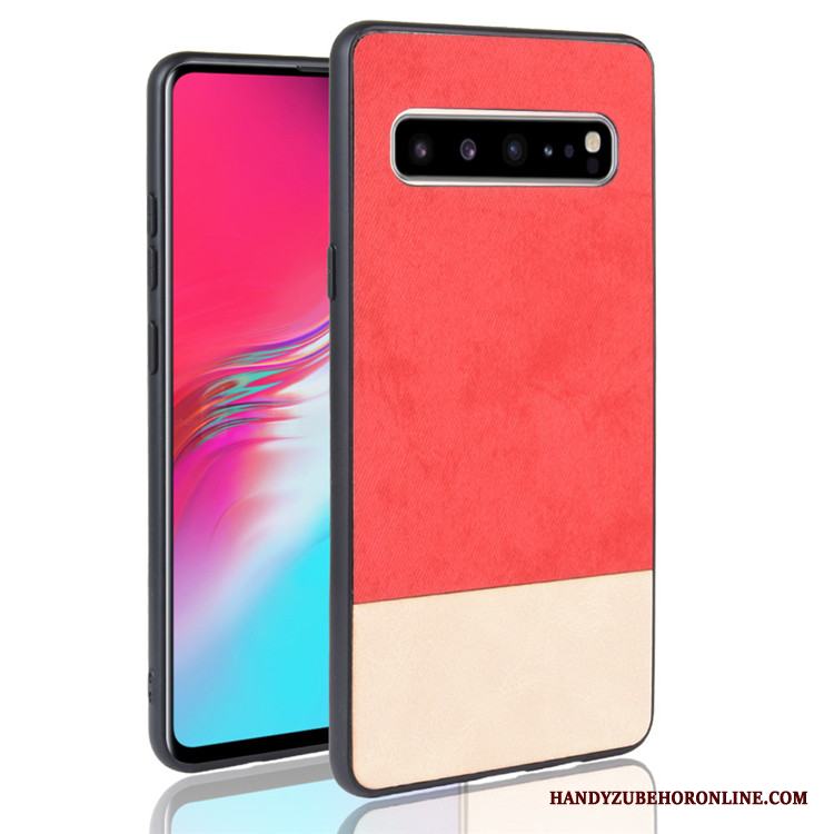 Samsung Galaxy S10 5g Läder Skal Telefon Svart Denim Fodral Blandade Färger Skydd