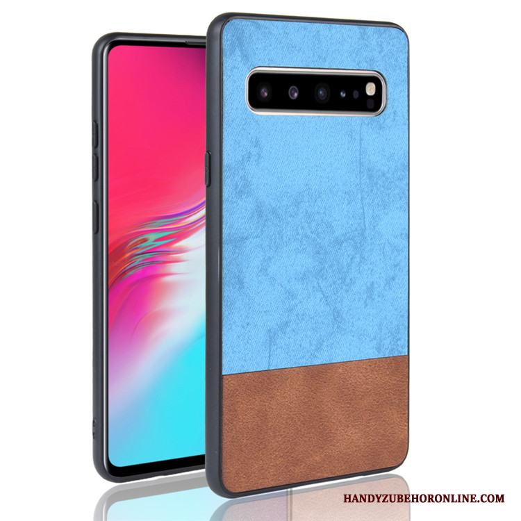 Samsung Galaxy S10 5g Läder Skal Telefon Svart Denim Fodral Blandade Färger Skydd