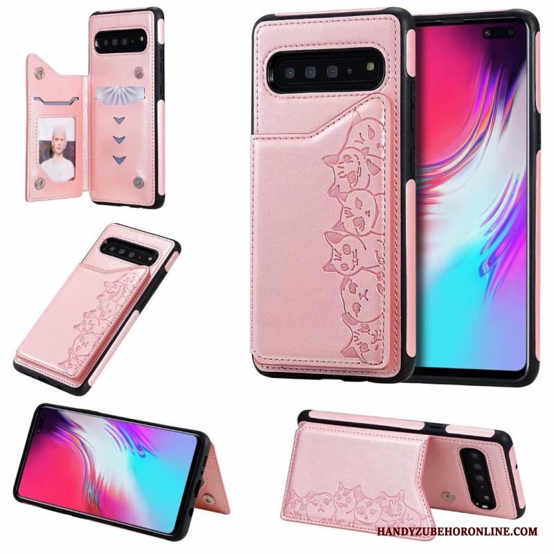 Samsung Galaxy S10 5g Stjärna Mönster Fallskydd Tecknat Skal Telefon Katt Purpur